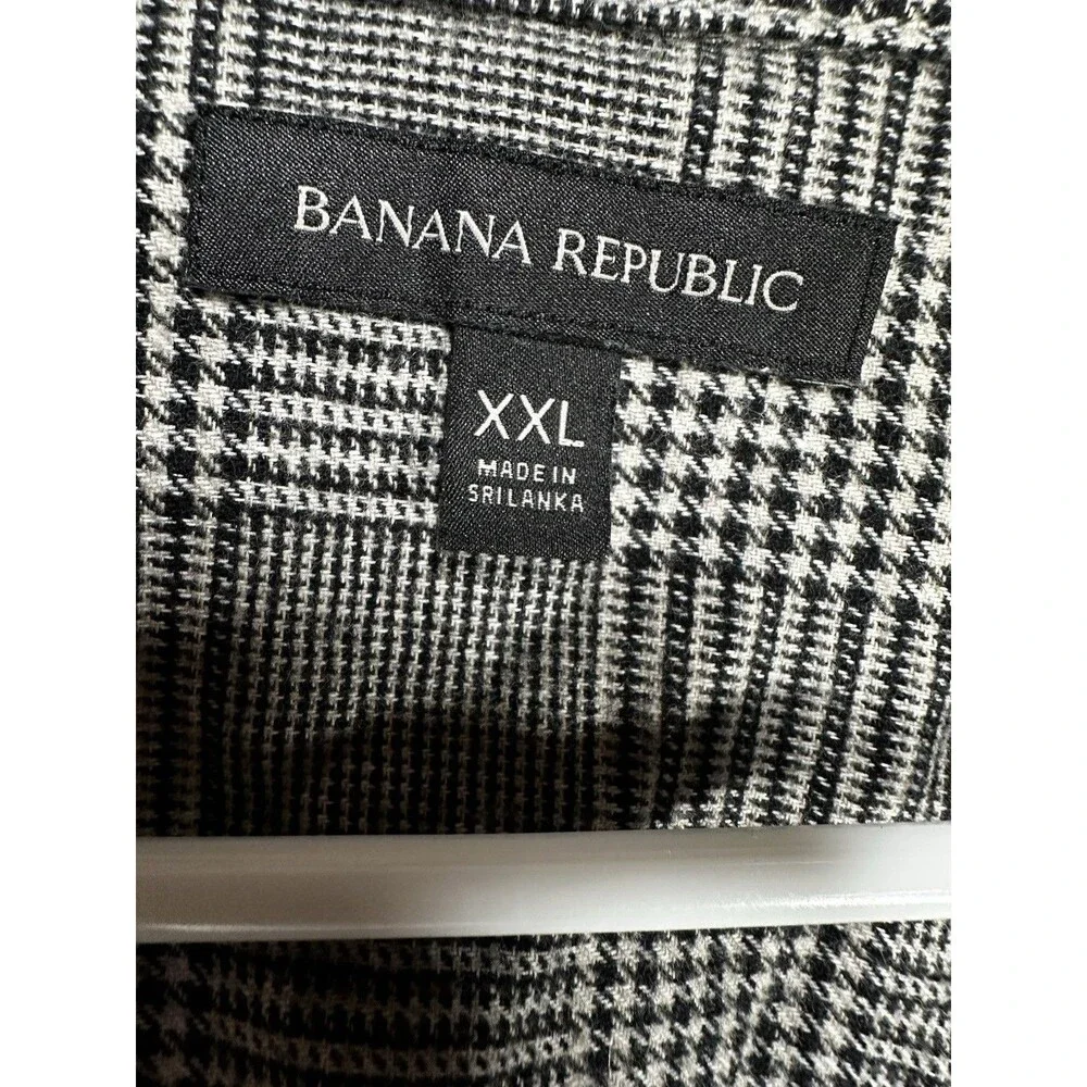 Banana Republic Men's Plaid Flannel Button Down Shirt Cotton Gray Size XXL